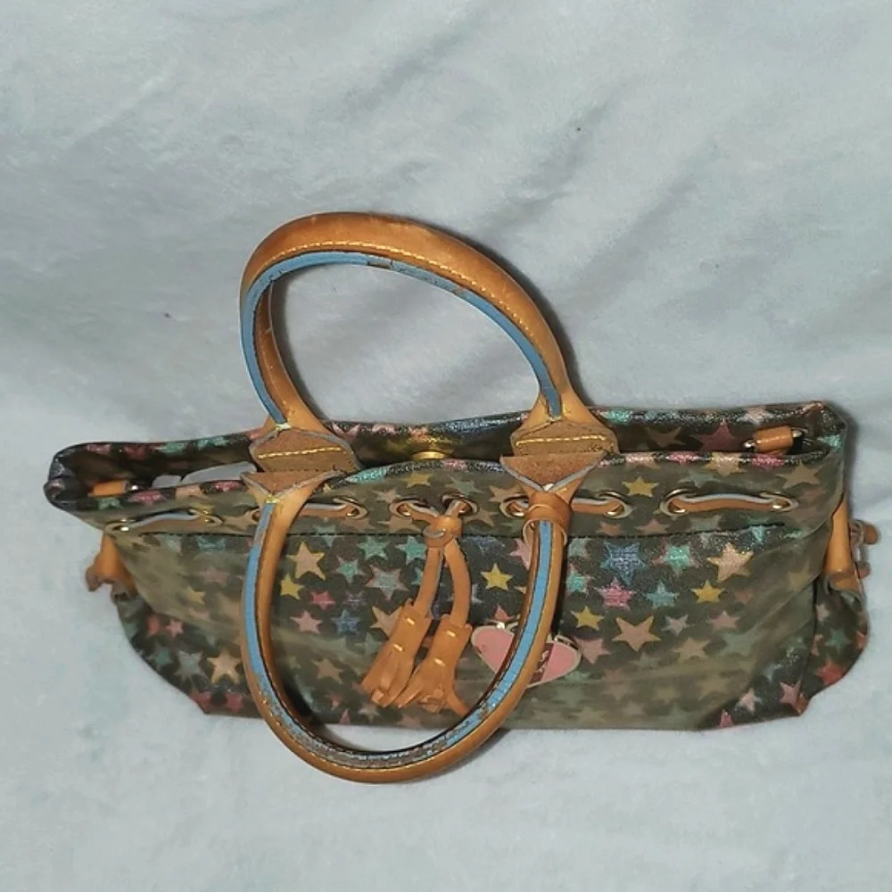 Dooney & Bourke Vintage Y2K Scribble Stars Satchel Bag Purse